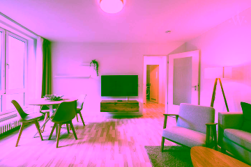 Wohnzimmer - Voll möbliertes 1,5-Zimmer-Apartment an der Spree